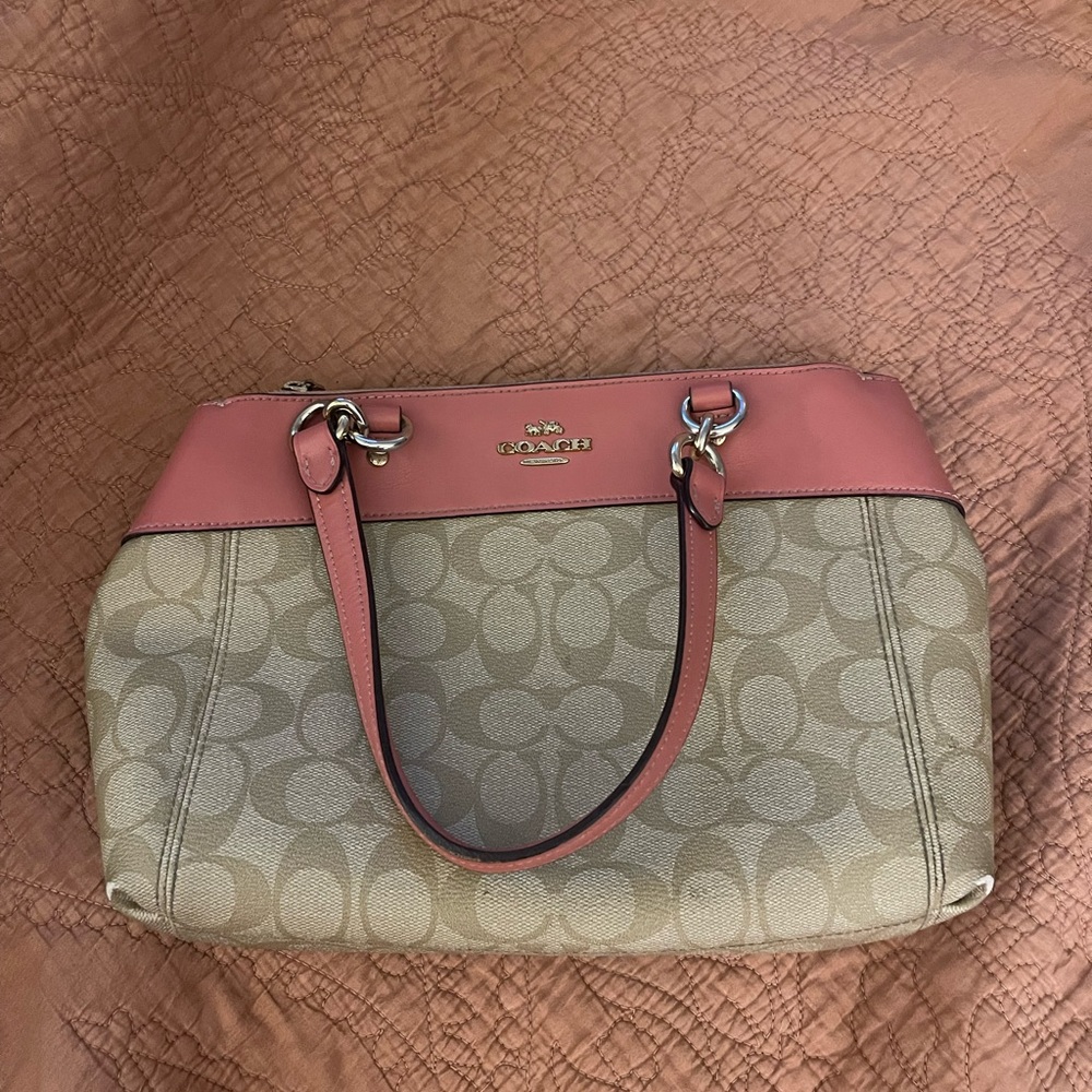 Coach Pink and Tan Shoulder Bag